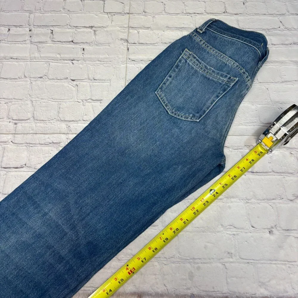 Free People We The Free Women Wide Leg Jeans Size 26 Distressed Denim D120 -12